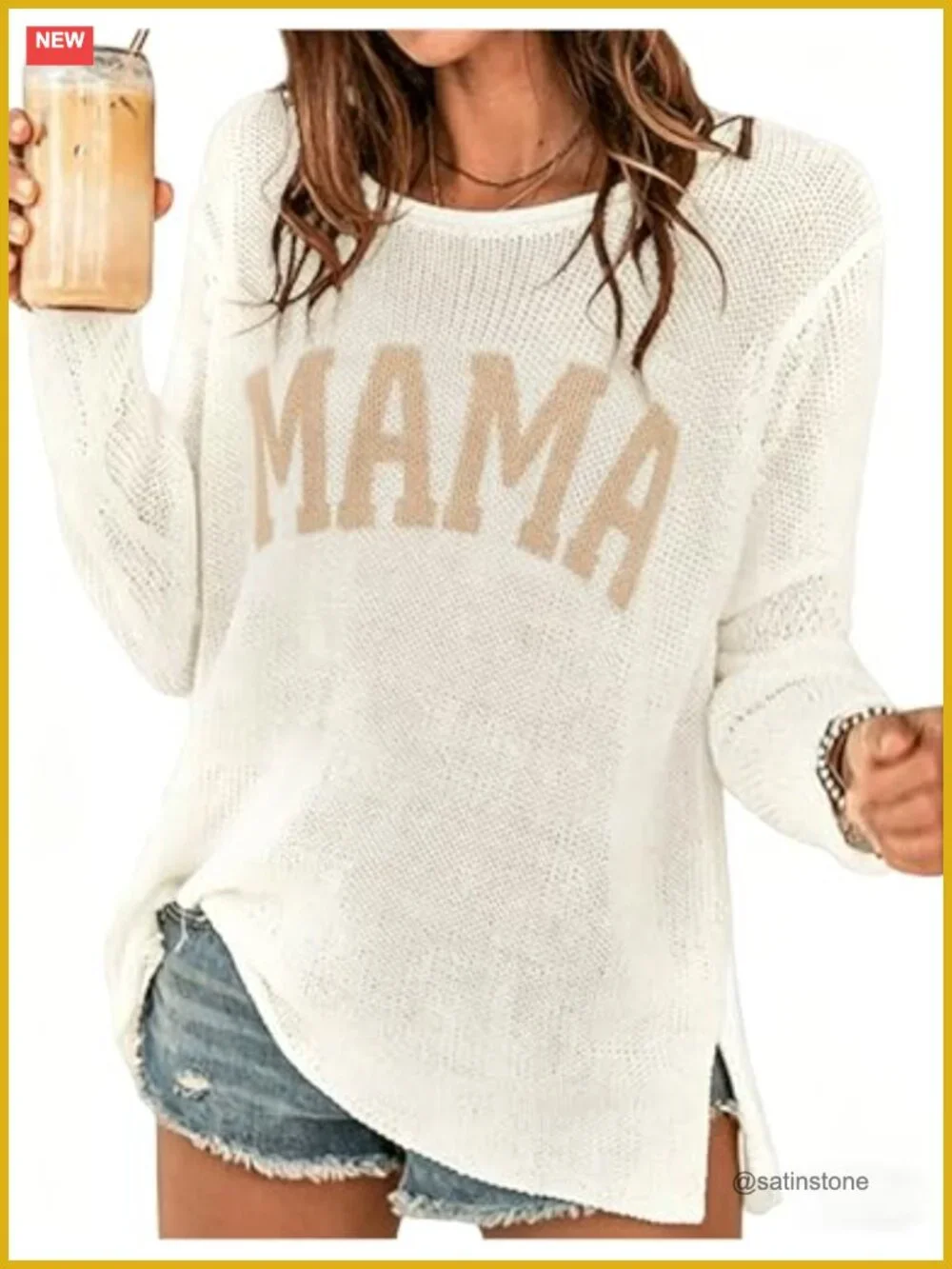 Letter Print Crochet Long Sleeve Swimsuit Cover Up Pullover